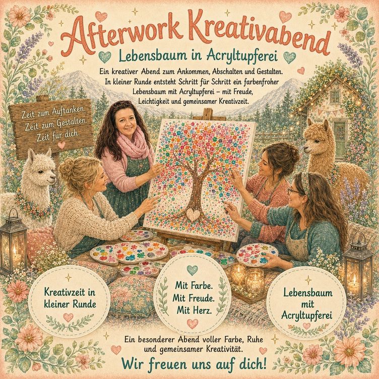 Afterwork Acryltupferei Lebensbaum mit Susanne